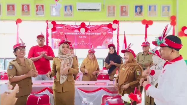 Merah Putih SMAN 1 Terusan Nunyai di Peringatan HUT ke 80 RI